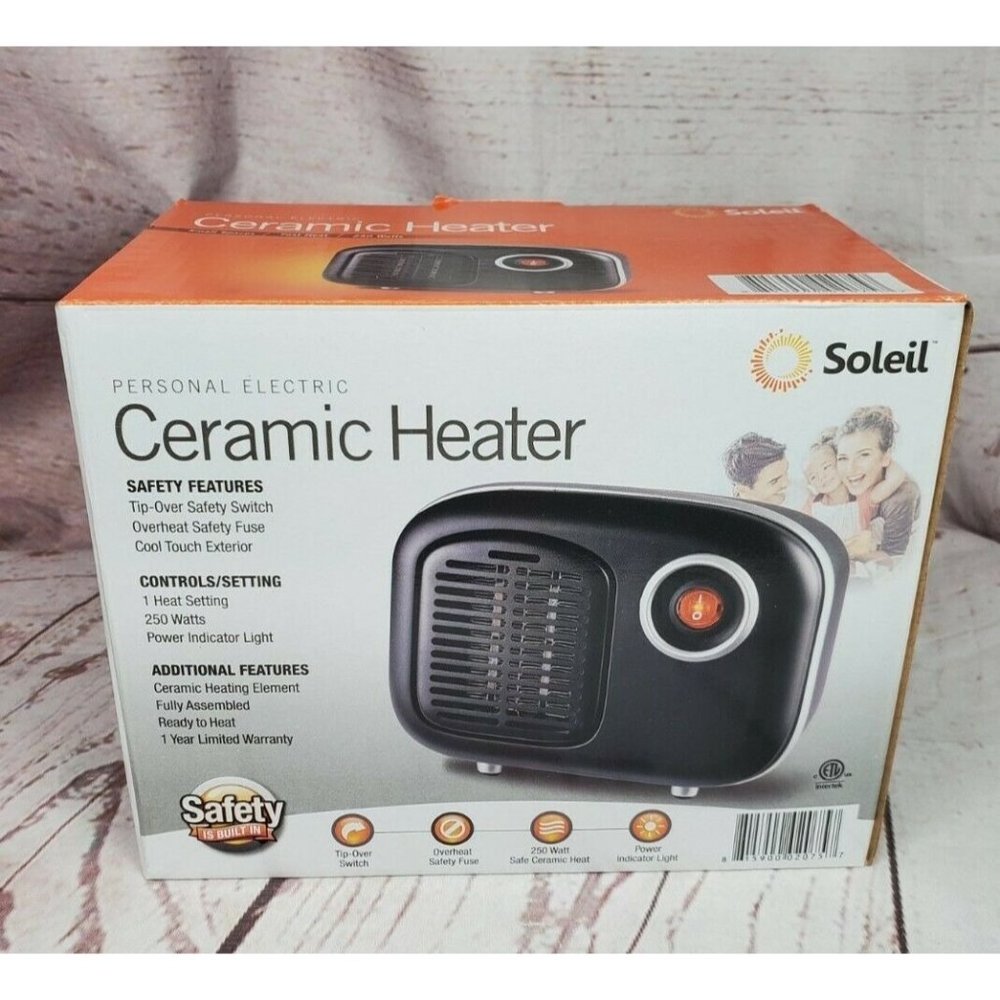 Black Soleil MH-08M 250 Watt Personal Electric Ceramic Space Desktop Heater
